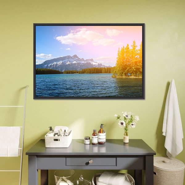 Bow River Valley Panoramic Canvas Wall Art-1 Piece-36" x 12"-Tiaracle