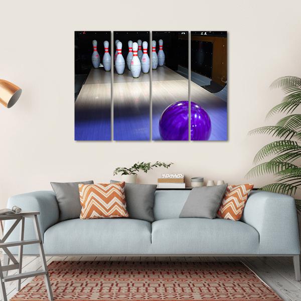 Bowling Ball And Pins Canvas Wall Art-4 Horizontal-Gallery Wrap-34&quot; x 24&quot;-Tiaracle