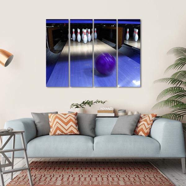 Bowling Ball &amp; Pins Canvas Wall Art-4 Horizontal-Gallery Wrap-34&quot; x 24&quot;-Tiaracle