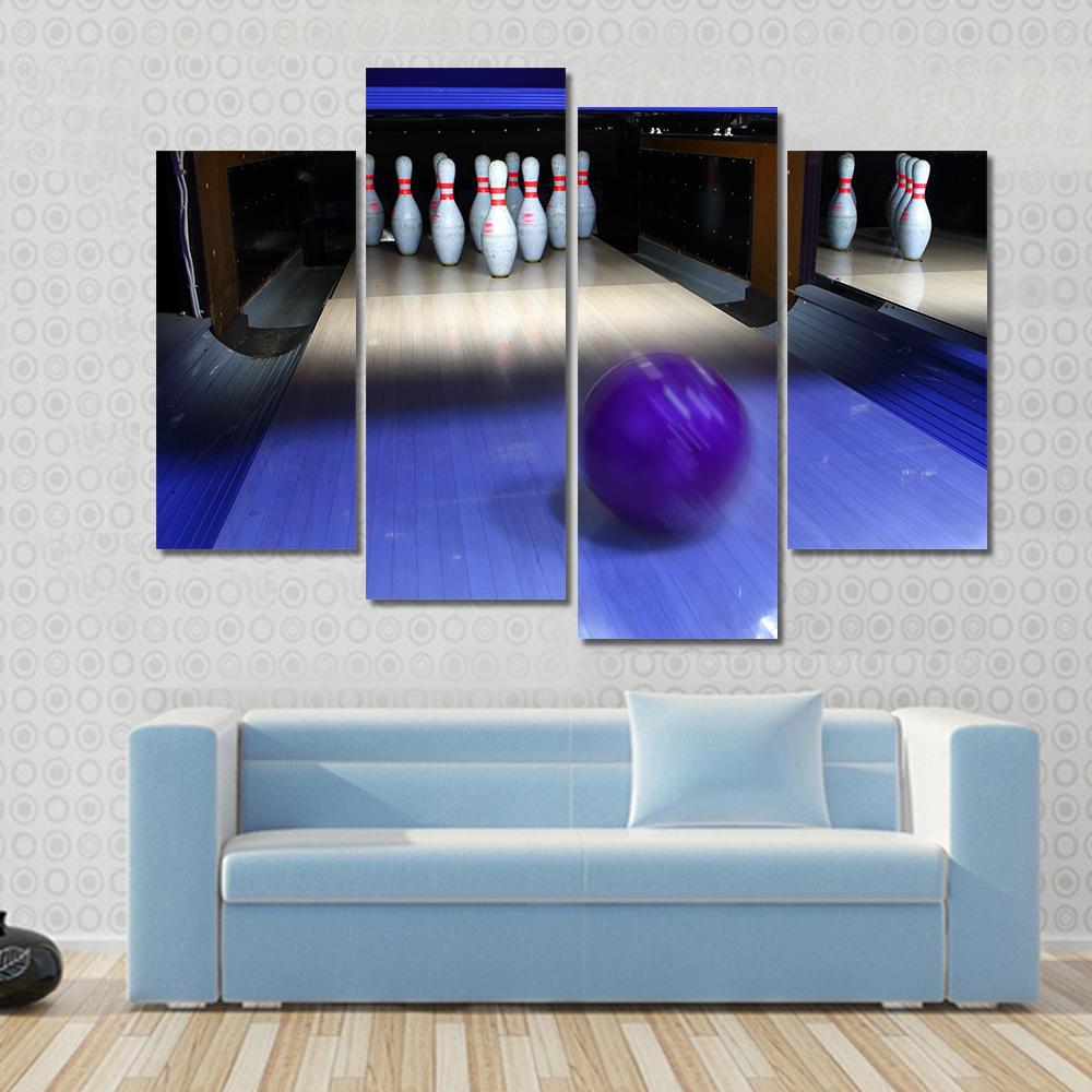 Bowling Ball &amp; Pins Canvas Wall Art-4 Pop-Gallery Wrap-50&quot; x 32&quot;-Tiaracle