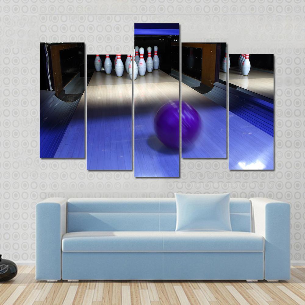 Bowling Ball &amp; Pins Canvas Wall Art-5 Pop-Gallery Wrap-47&quot; x 32&quot;-Tiaracle