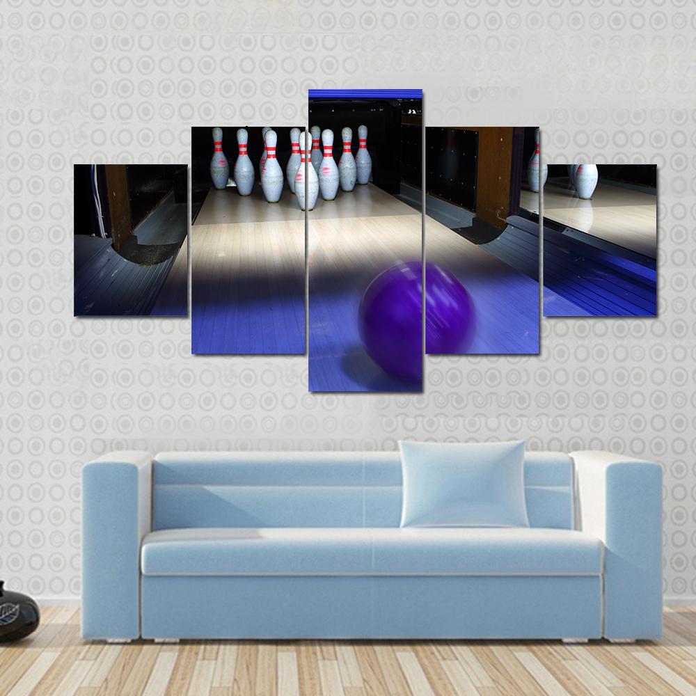 Bowling Ball & Pins Canvas Wall Art-3 Horizontal-Gallery Wrap-37" x 24"-Tiaracle
