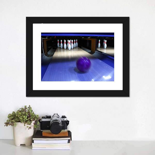 Bowling Ball &amp; Pins Canvas Wall Art-1 Piece-Framed Print-20&quot; x 16&quot;-Tiaracle
