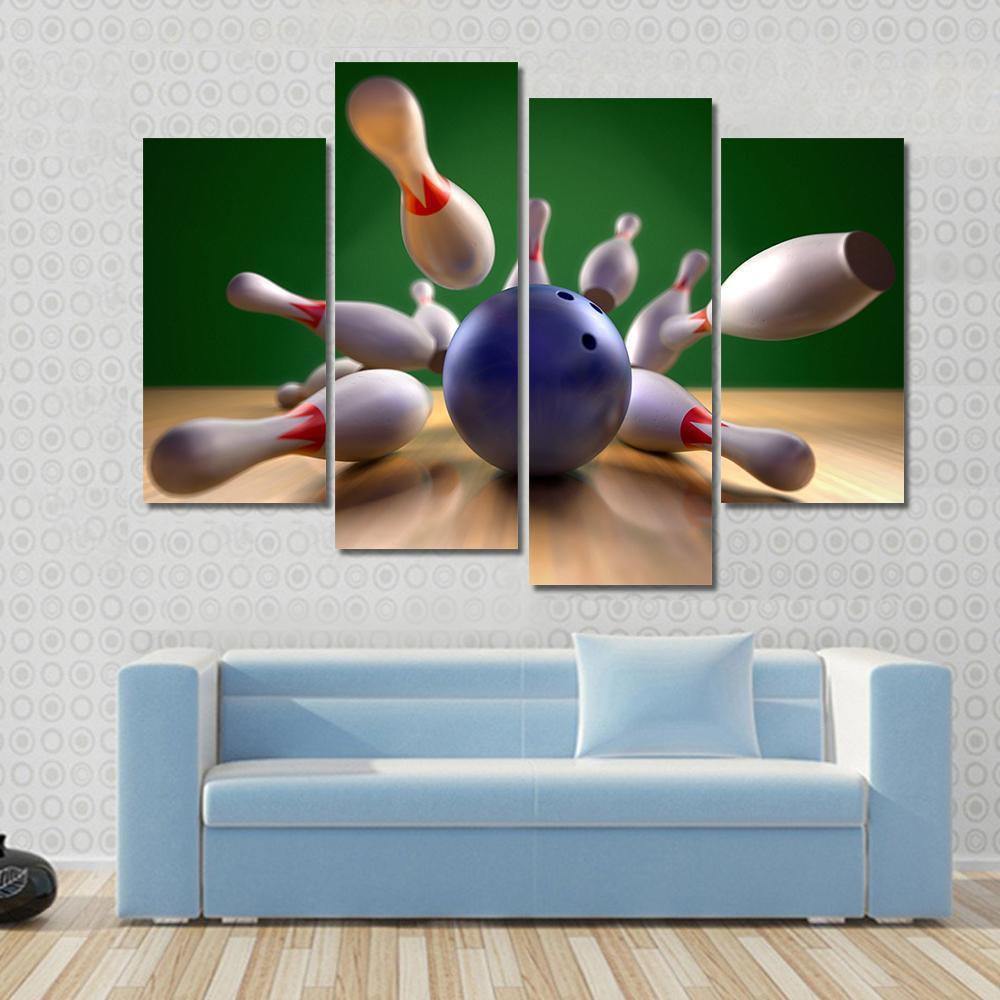 Perfect Bowling Strike Canvas Wall Art-4 Pop-Gallery Wrap-50" x 32"-Tiaracle