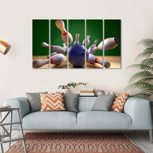 Perfect Bowling Strike Canvas Wall Art-5 Horizontal-Gallery Wrap-22&quot; x 12&quot;-Tiaracle