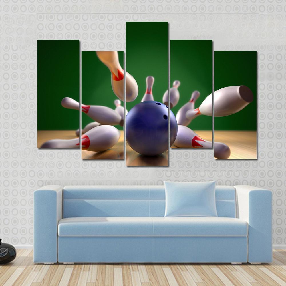 Perfect Bowling Strike Canvas Wall Art-4 Pop-Gallery Wrap-50" x 32"-Tiaracle