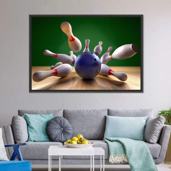 Perfect Bowling Strike Canvas Wall Art-1 Piece-Floating Frame-24&quot; x 16&quot;-Tiaracle
