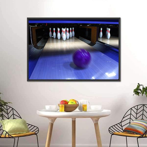 Bowling Ball &amp; Pins Canvas Wall Art-5 Horizontal-Gallery Wrap-22&quot; x 12&quot;-Tiaracle