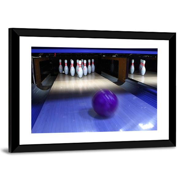 Bowling Ball &amp; Pins Canvas Wall Art-5 Horizontal-Gallery Wrap-22&quot; x 12&quot;-Tiaracle