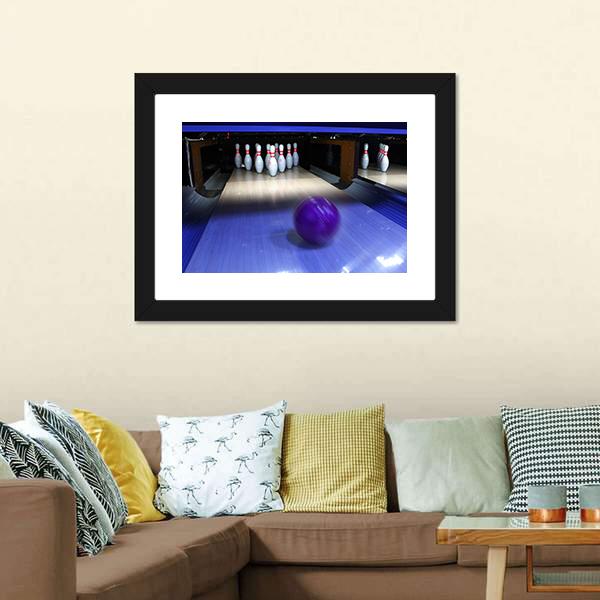 Bowling Ball &amp; Pins Canvas Wall Art-5 Horizontal-Gallery Wrap-22&quot; x 12&quot;-Tiaracle