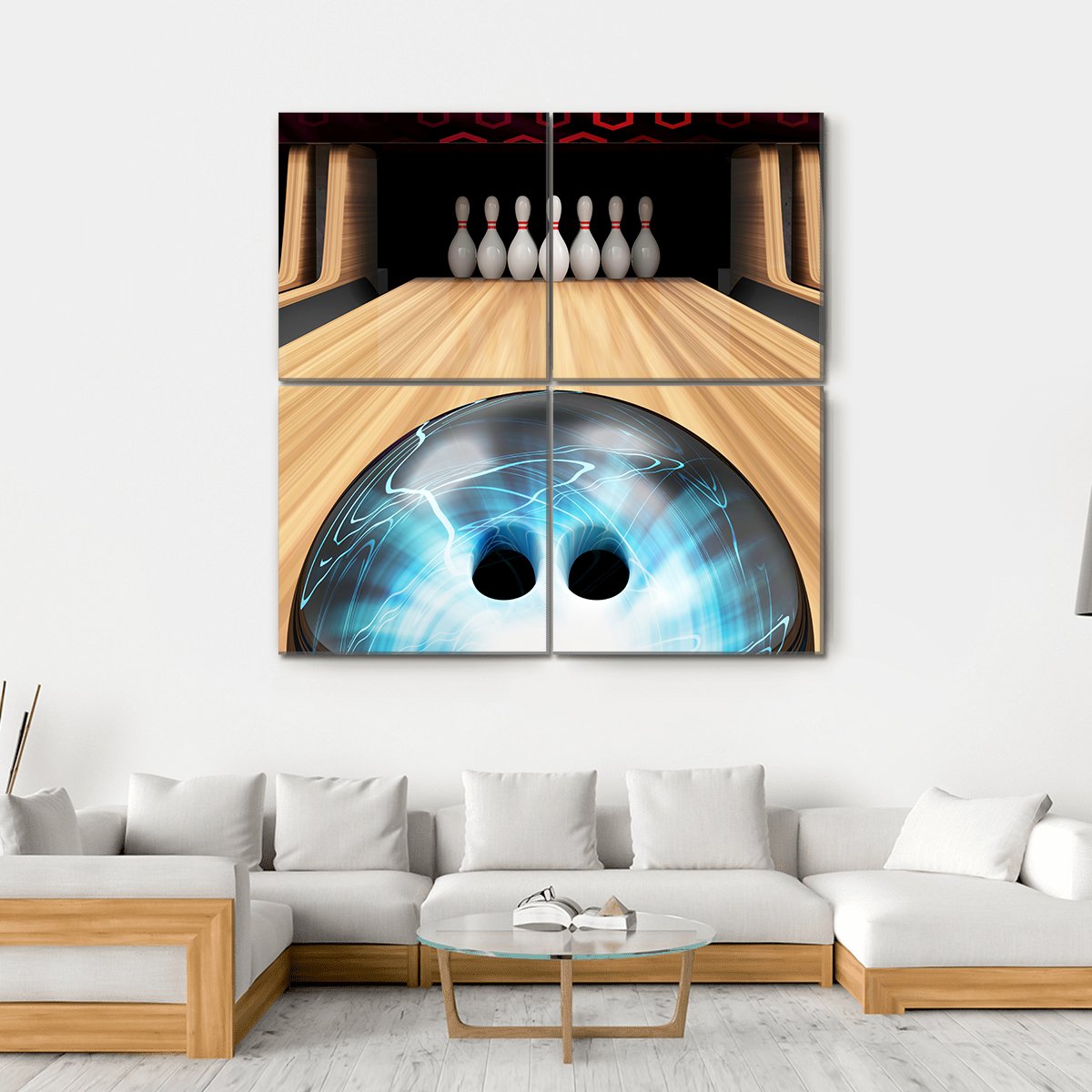 Bowling Ball Ready To Hit Canvas Wall Art-4 Square-Gallery Wrap-17" x 17"-Tiaracle