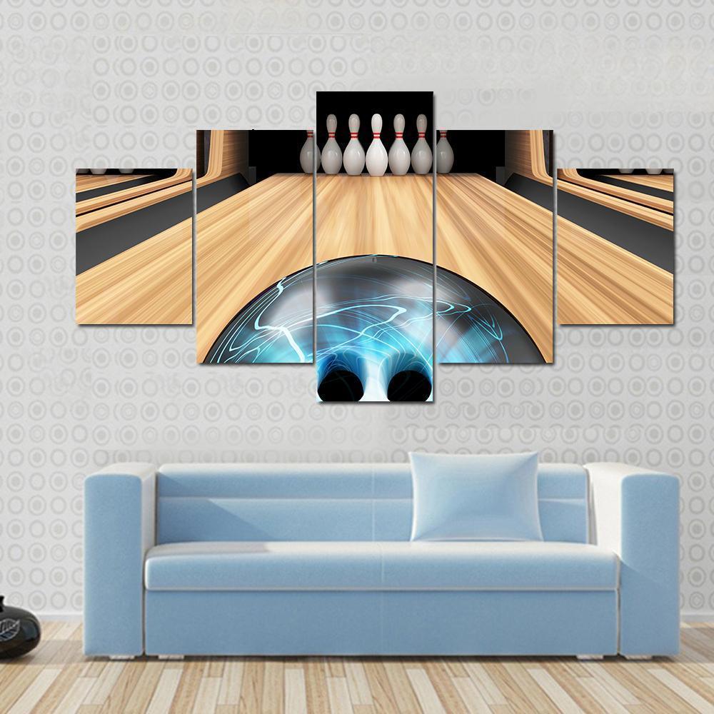 Bowling Ball Ready To Hit Canvas Wall Art-5 Star-Gallery Wrap-62&quot; x 32&quot;-Tiaracle