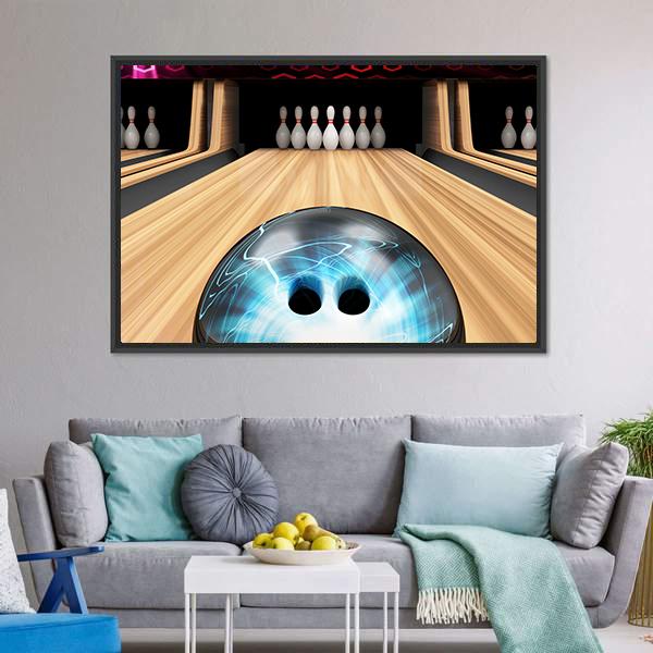 Bowling Ball Ready To Hit Canvas Wall Art-1 Piece-Floating Frame-24&quot; x 16&quot;-Tiaracle