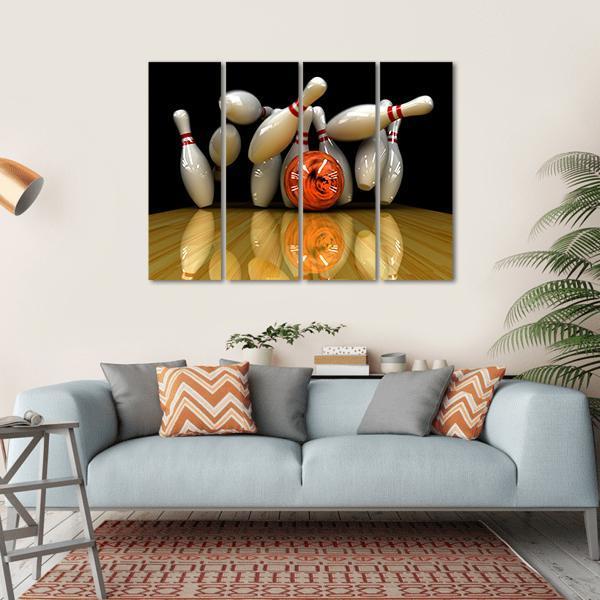 Orange Bowling Ball Strike Canvas Wall Art-1 Piece-Gallery Wrap-36" x 24"-Tiaracle