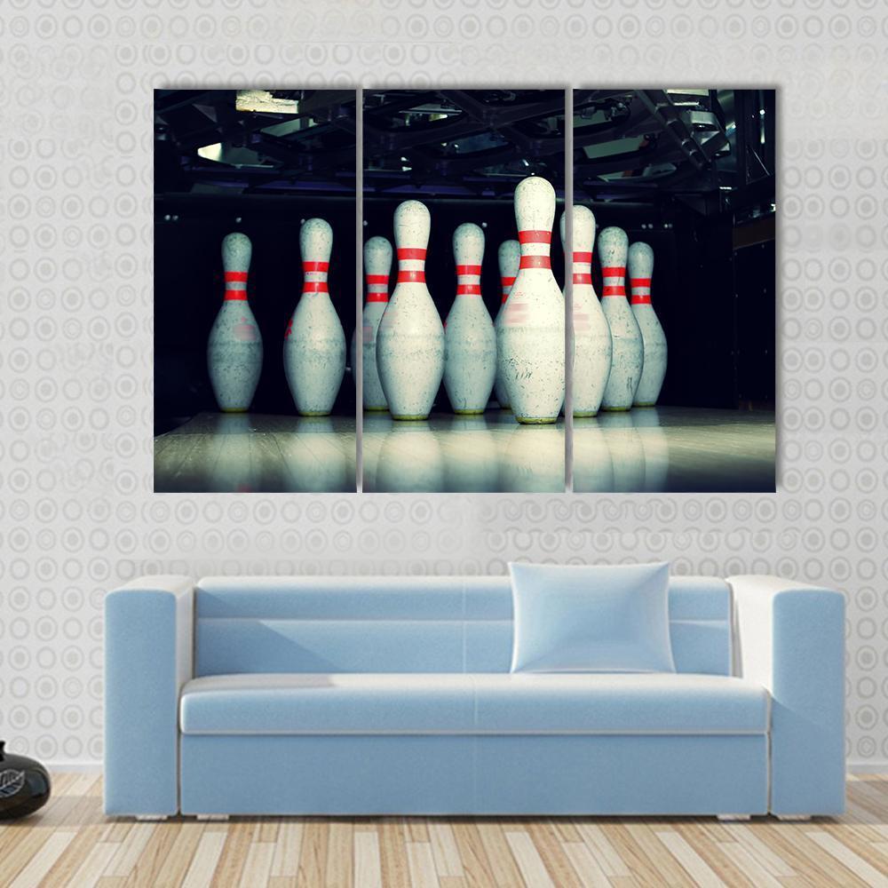 Bowling Pins Closeup Canvas Wall Art-3 Horizontal-Gallery Wrap-37&quot; x 24&quot;-Tiaracle