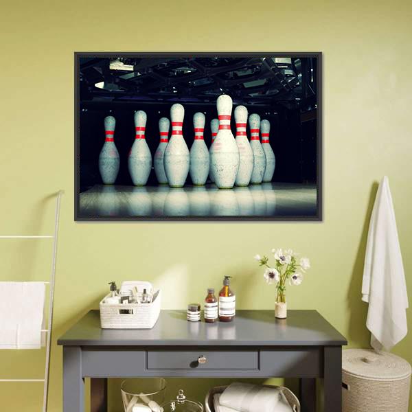 Bowling Pins Closeup Canvas Wall Art-3 Horizontal-Gallery Wrap-25&quot; x 16&quot;-Tiaracle