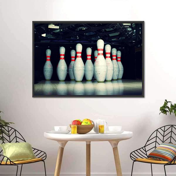 Bowling Pins Closeup Canvas Wall Art-3 Horizontal-Gallery Wrap-25&quot; x 16&quot;-Tiaracle