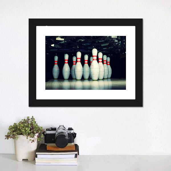 Bowling Pins Closeup Canvas Wall Art-1 Piece-Framed Print-20&quot; x 16&quot;-Tiaracle