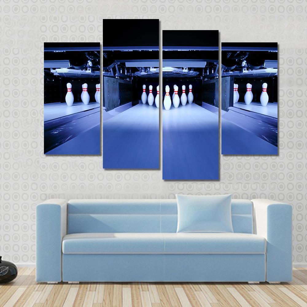 Bowling Pins Canvas Wall Art-4 Pop-Gallery Wrap-50&quot; x 32&quot;-Tiaracle