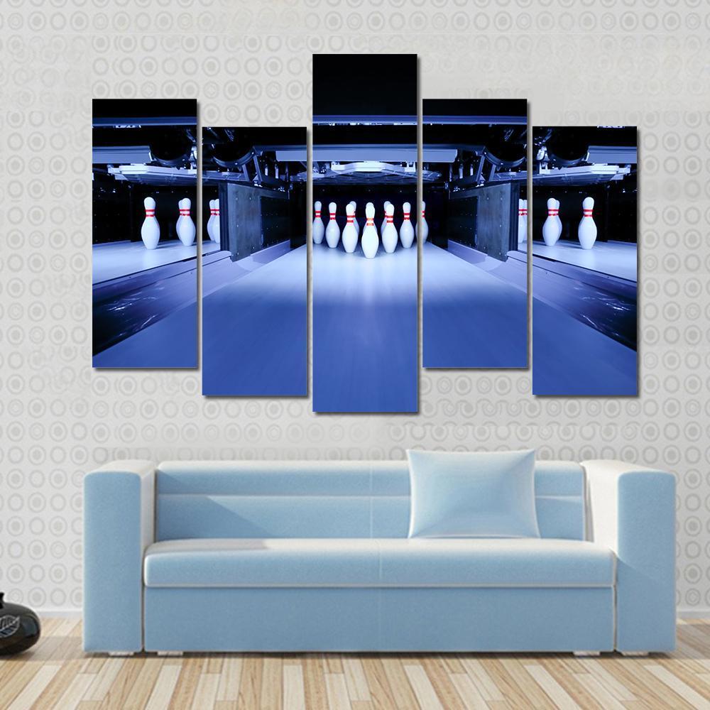 Bowling Pins Canvas Wall Art-5 Pop-Gallery Wrap-47&quot; x 32&quot;-Tiaracle