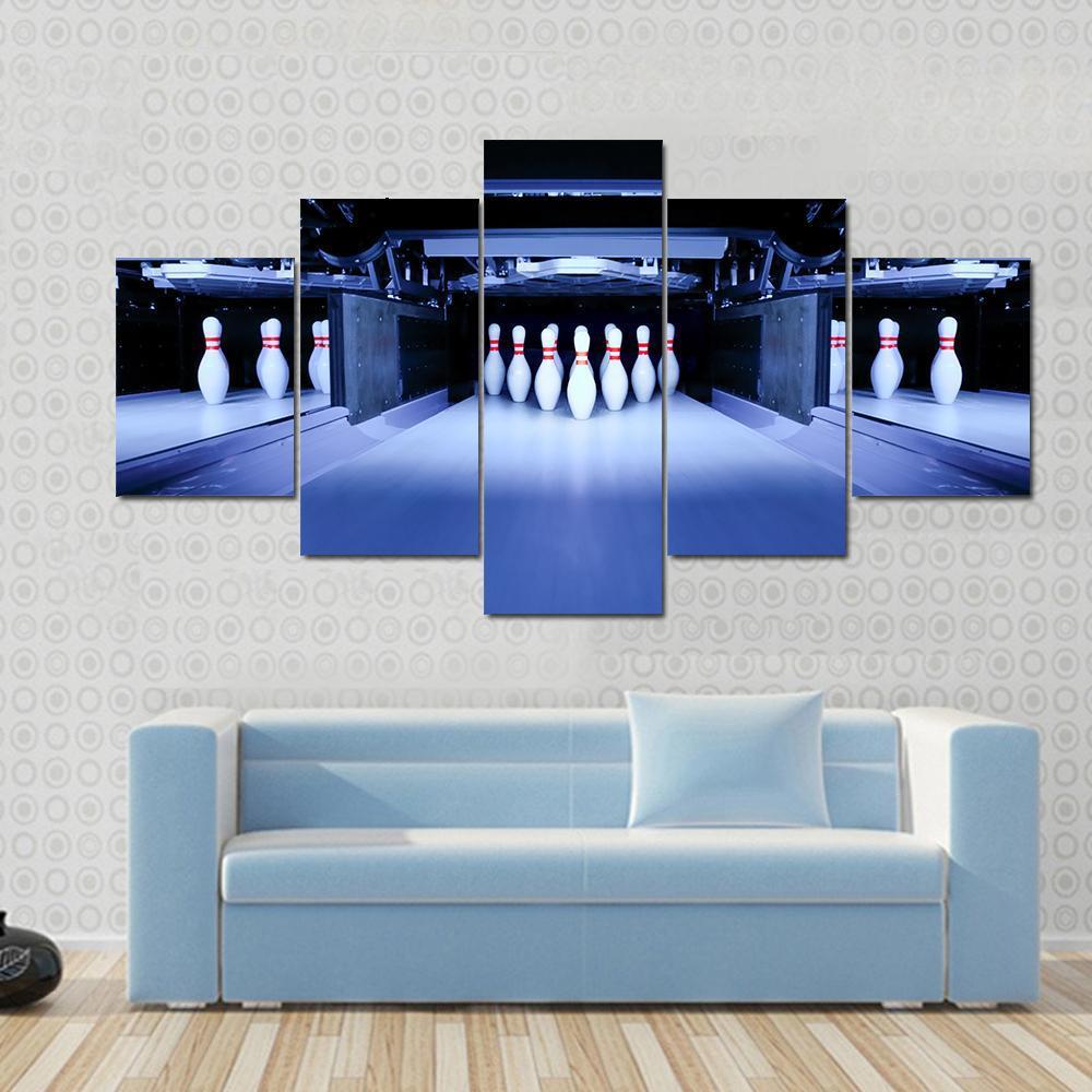 Bowling Pins Canvas Wall Art-5 Star-Gallery Wrap-62&quot; x 32&quot;-Tiaracle
