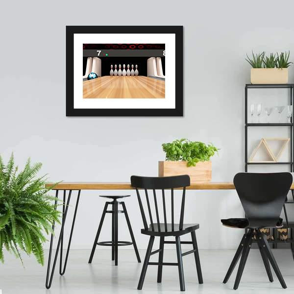 Bowling Pins On Wooden Lane Canvas Wall Art-5 Horizontal-Gallery Wrap-22&quot; x 12&quot;-Tiaracle