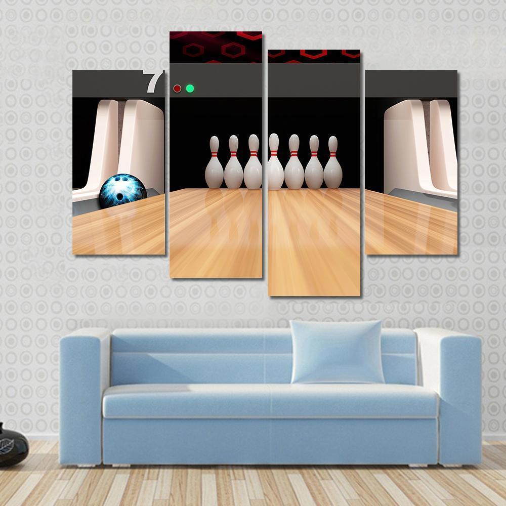 Bowling Pins On Wooden Lane Canvas Wall Art-3 Horizontal-Gallery Wrap-37" x 24"-Tiaracle