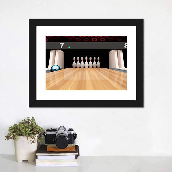 Bowling Pins On Wooden Lane Canvas Wall Art-1 Piece-Framed Print-20&quot; x 16&quot;-Tiaracle