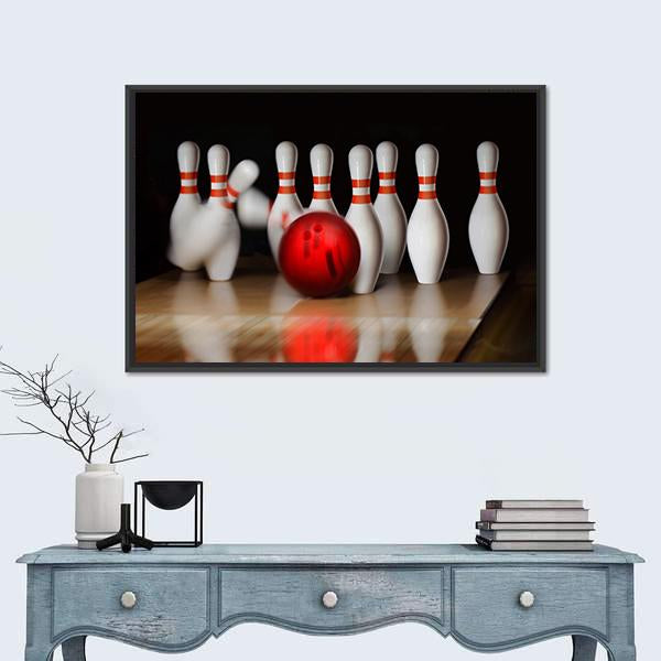 Bowling Strike Canvas Wall Art-1 Piece-Floating Frame-24&quot; x 16&quot;-Tiaracle