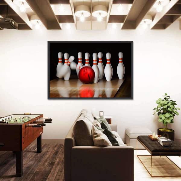 Bowling Strike Canvas Wall Art-5 Horizontal-Gallery Wrap-22&quot; x 12&quot;-Tiaracle