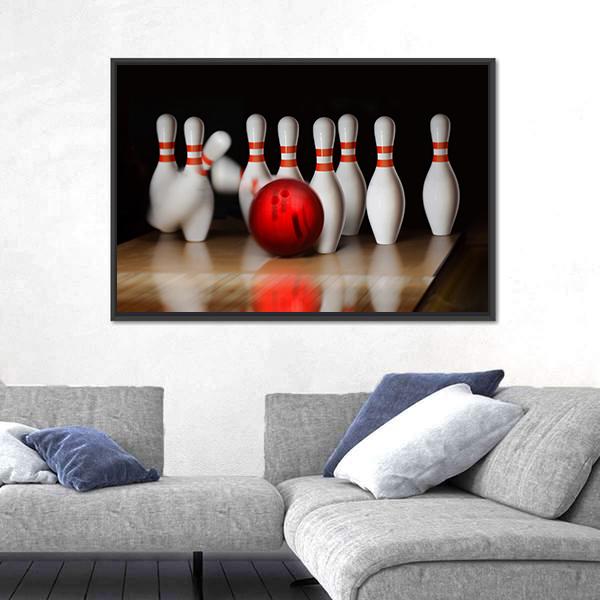 Bowling Strike Canvas Wall Art-5 Horizontal-Gallery Wrap-22&quot; x 12&quot;-Tiaracle