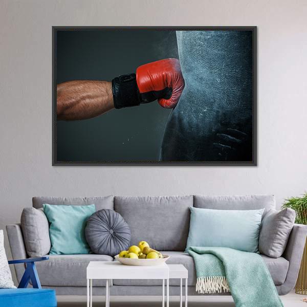 Boxer Punching Bag Canvas Wall Art-5 Horizontal-Gallery Wrap-22" x 12"-Tiaracle