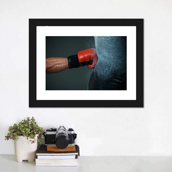 Boxer Punching Bag Canvas Wall Art-1 Piece-Framed Print-20" x 16"-Tiaracle