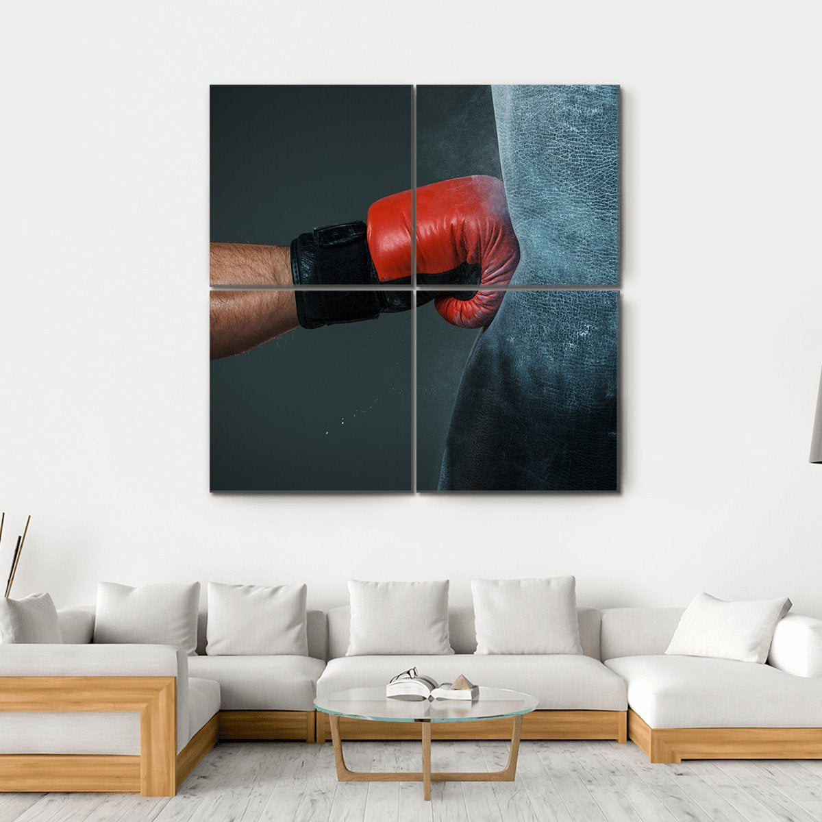 Boxer Punching Bag Canvas Wall Art-4 Square-Gallery Wrap-17" x 17"-Tiaracle