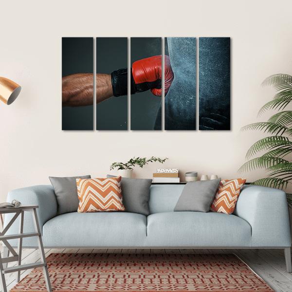 Boxer Punching Bag Canvas Wall Art-5 Horizontal-Gallery Wrap-22&quot; x 12&quot;-Tiaracle