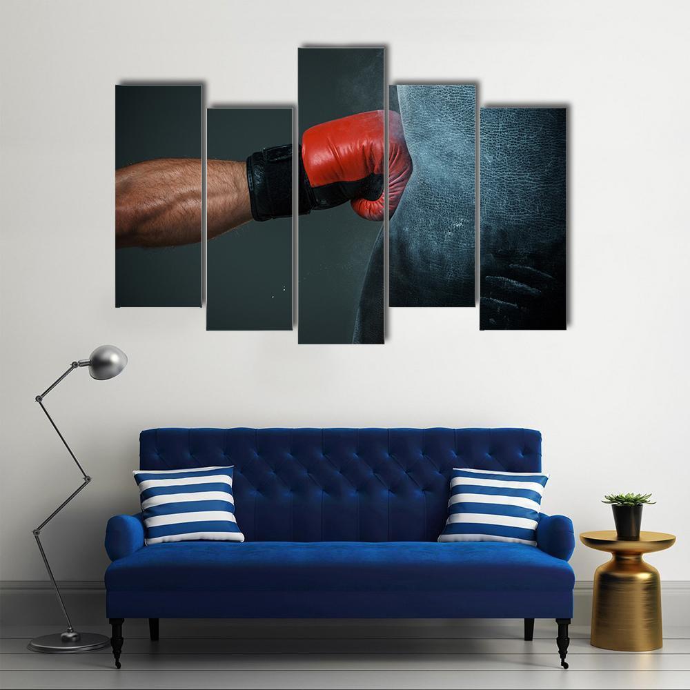 Boxer Punching Bag Canvas Wall Art-5 Pop-Gallery Wrap-47" x 32"-Tiaracle