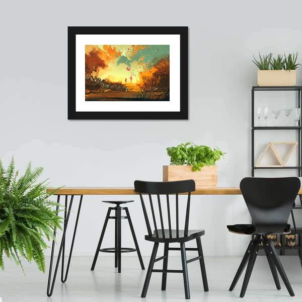 Boy & Magician Holding Balloon Canvas Wall Art-5 Horizontal-Gallery Wrap-22" x 12"-Tiaracle