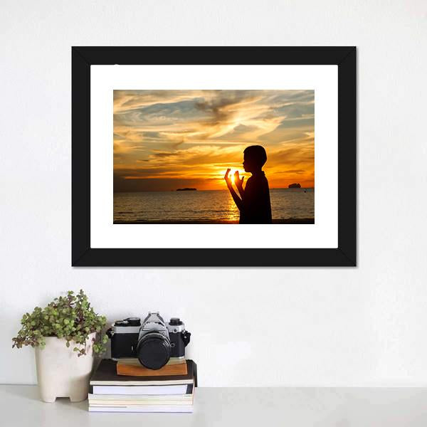 Boy Praying Panoramic Canvas Wall Art-1 Piece-36" x 12"-Tiaracle
