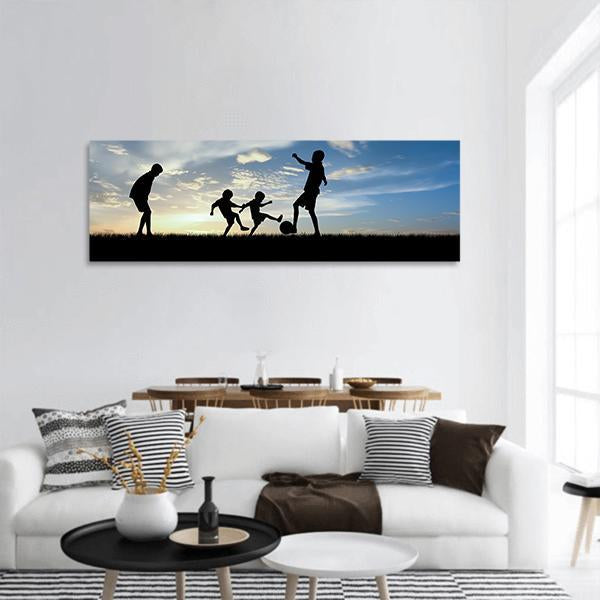 Boys Playing Football Panoramic Canvas Wall Art-1 Piece-36" x 12"-Tiaracle