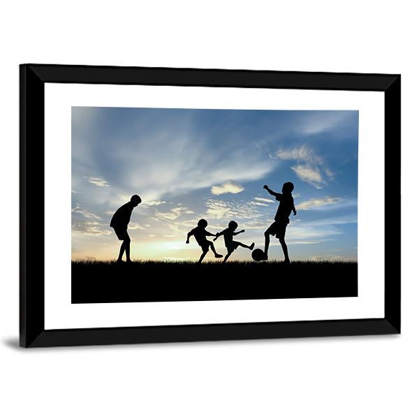 Boys Playing Football Panoramic Canvas Wall Art-1 Piece-36&quot; x 12&quot;-Tiaracle
