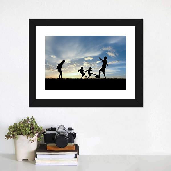 Boys Playing Football Panoramic Canvas Wall Art-1 Piece-36&quot; x 12&quot;-Tiaracle