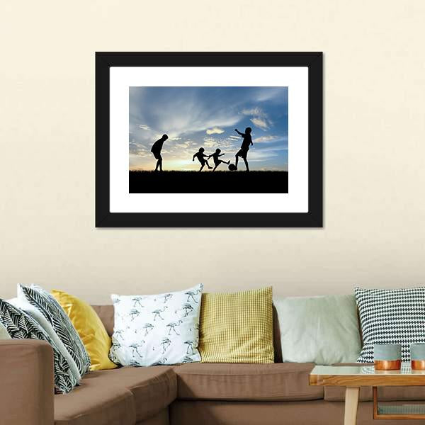 Boys Playing Football Panoramic Canvas Wall Art-1 Piece-36" x 12"-Tiaracle