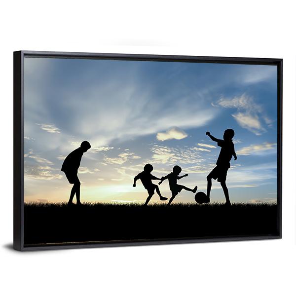 Boys Playing Football Panoramic Canvas Wall Art-1 Piece-36&quot; x 12&quot;-Tiaracle