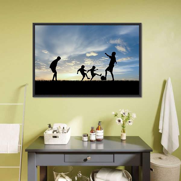 Boys Playing Football Panoramic Canvas Wall Art-1 Piece-36" x 12"-Tiaracle