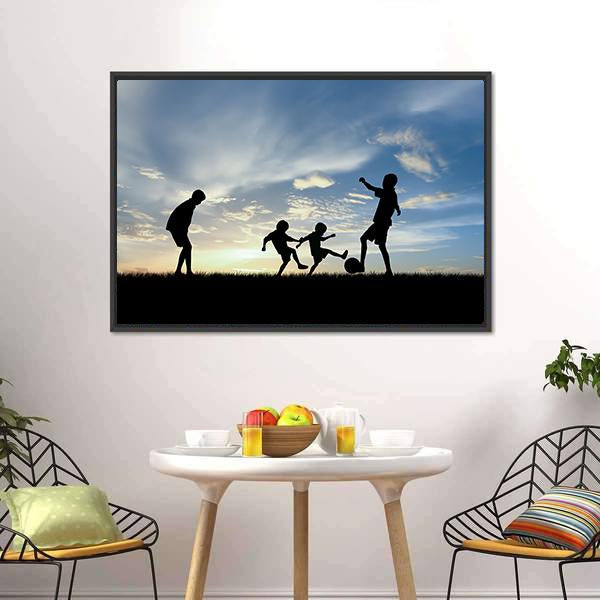 Boys Playing Football Panoramic Canvas Wall Art-1 Piece-36&quot; x 12&quot;-Tiaracle