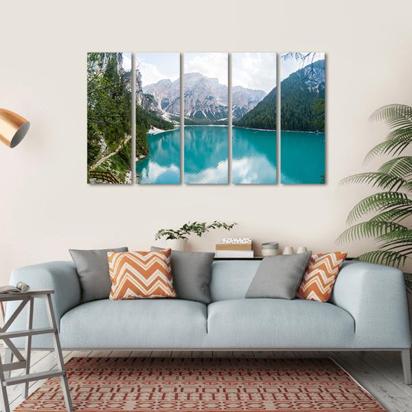 Braies Lake Canvas Wall Art-5 Horizontal-Gallery Wrap-22" x 12"-Tiaracle