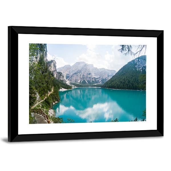Braies Lake Canvas Wall Art-5 Horizontal-Gallery Wrap-22" x 12"-Tiaracle