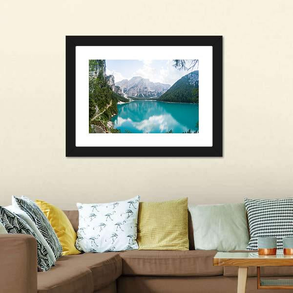 Braies Lake Canvas Wall Art-5 Horizontal-Gallery Wrap-22" x 12"-Tiaracle