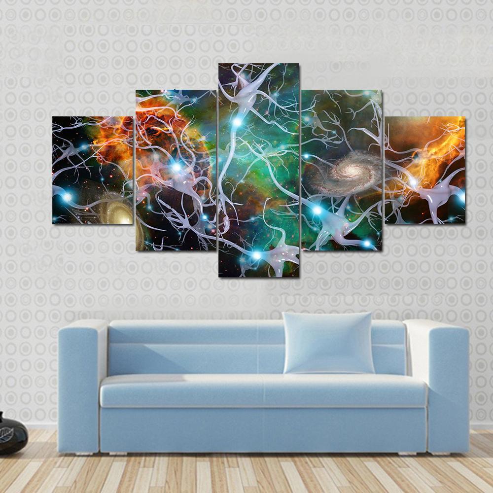 Brain Cells Canvas Wall Art-5 Star-Gallery Wrap-62" x 32"-Tiaracle