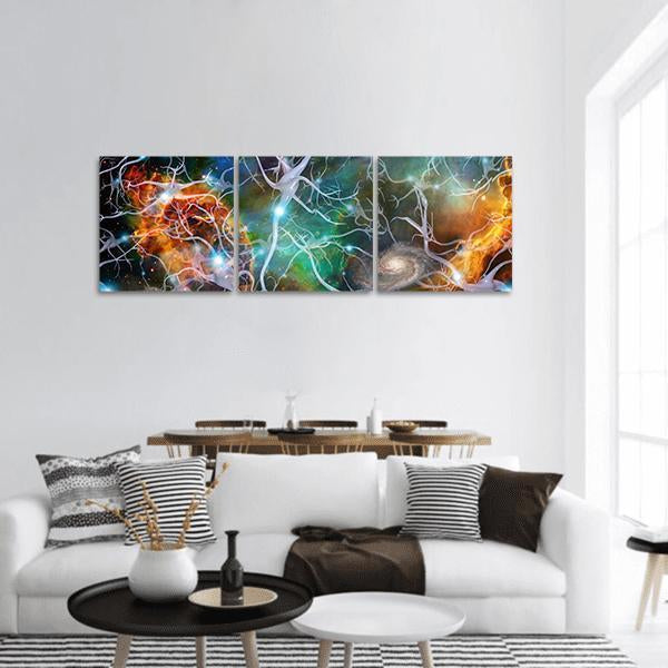 Brain Cells Panoramic Canvas Wall Art-3 Piece-25" x 08"-Tiaracle